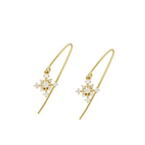 Σκουλαρίκια Κρεμαστά με Λευκές Πέτρες Zirconia Επιχρυσωμένο Ασήμι